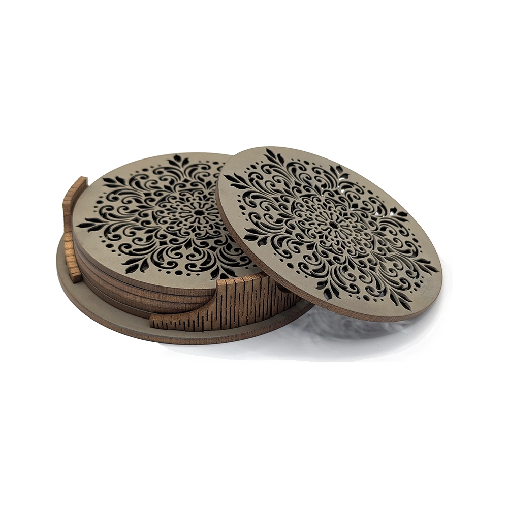 Coasters set - Wheel of Flowers - Chocolate copper finish - main