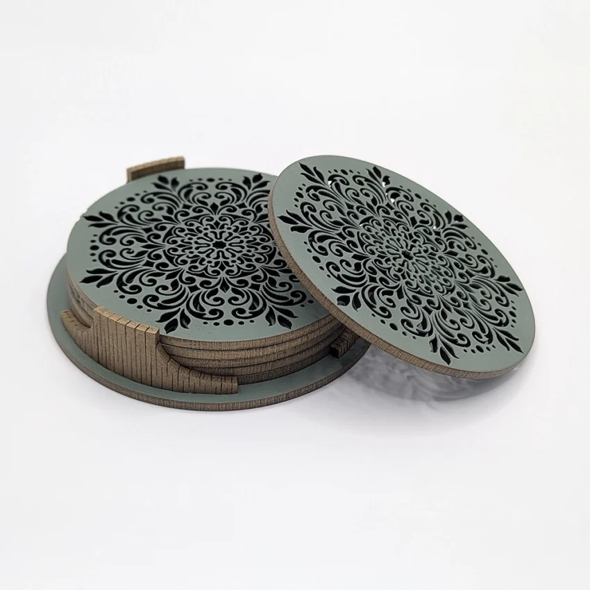 Untersetzer-Set - Blumenrad - Fichte Grün Bronze